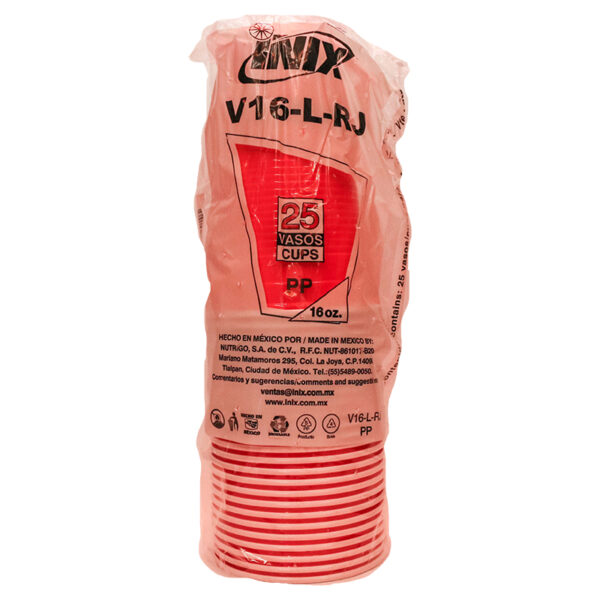 VASOS ROJOS 25 PIEZAS
