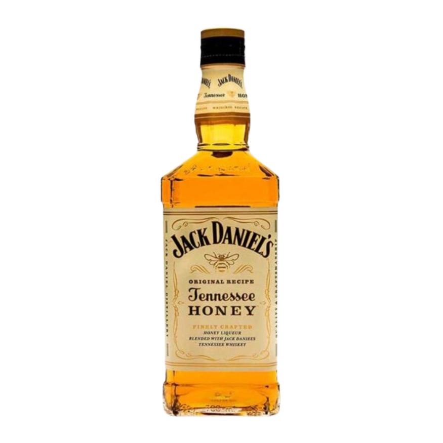 Botella cuadrada de Jack Daniel's Tennessee Honey de 700 ml con su característica etiqueta color crema y el logotipo de la abeja dorada.