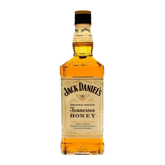 Botella cuadrada de Jack Daniel's Tennessee Honey de 700 ml con su característica etiqueta color crema y el logotipo de la abeja dorada.