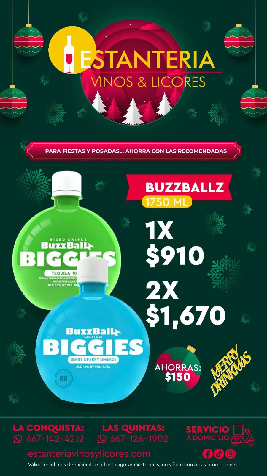 2 x BuzzBallz - Biggies - Cocktails - 1.75 L